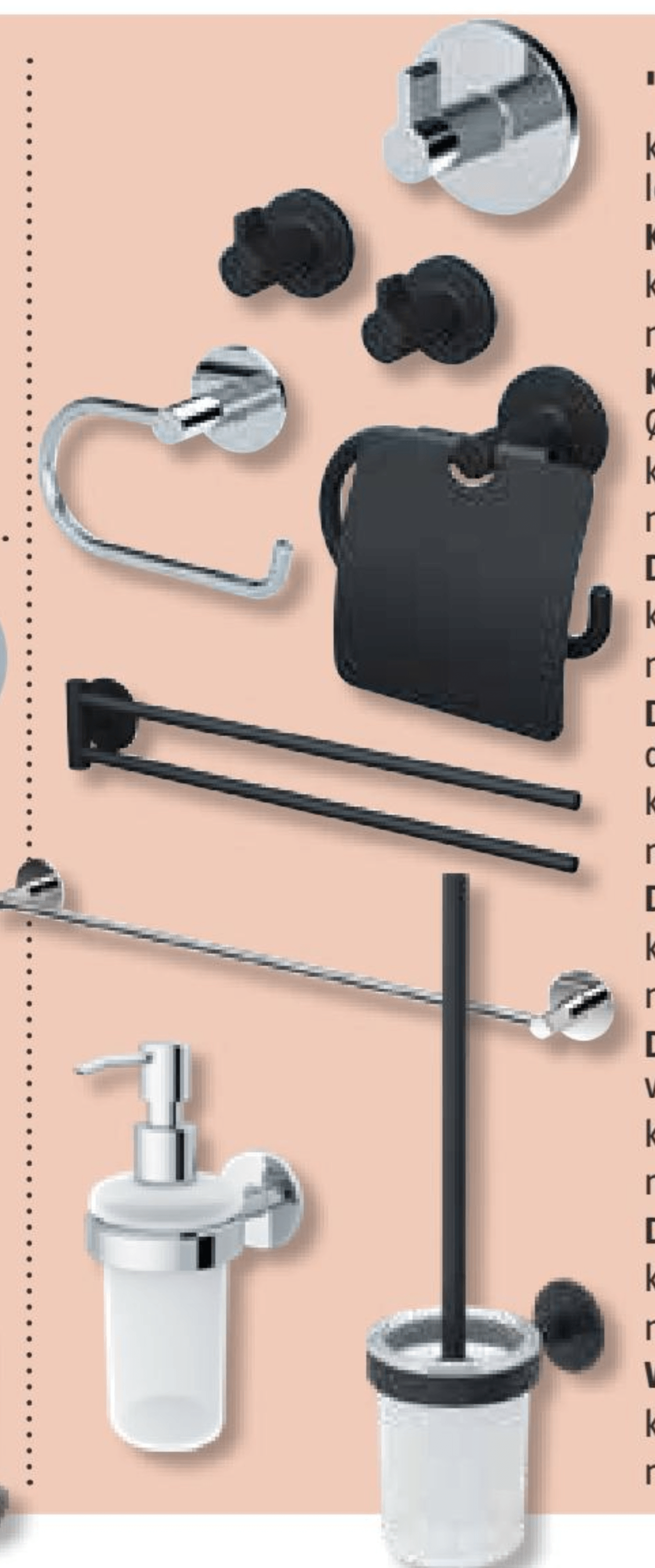 WC garnitura 'Vida' ali 'Nero' Ø 9,4 x v 35 cm