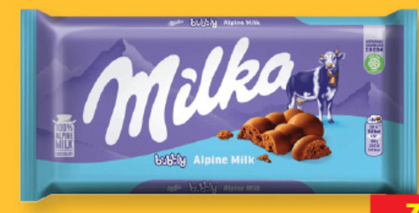 Milka Mlečna čokolada Bubbly 90 g - Akcija v trgovini Lidl