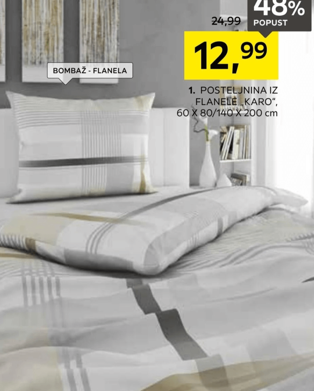 Posteljnina iz flanele „KARO" 60 X 80/140 X 200 cm