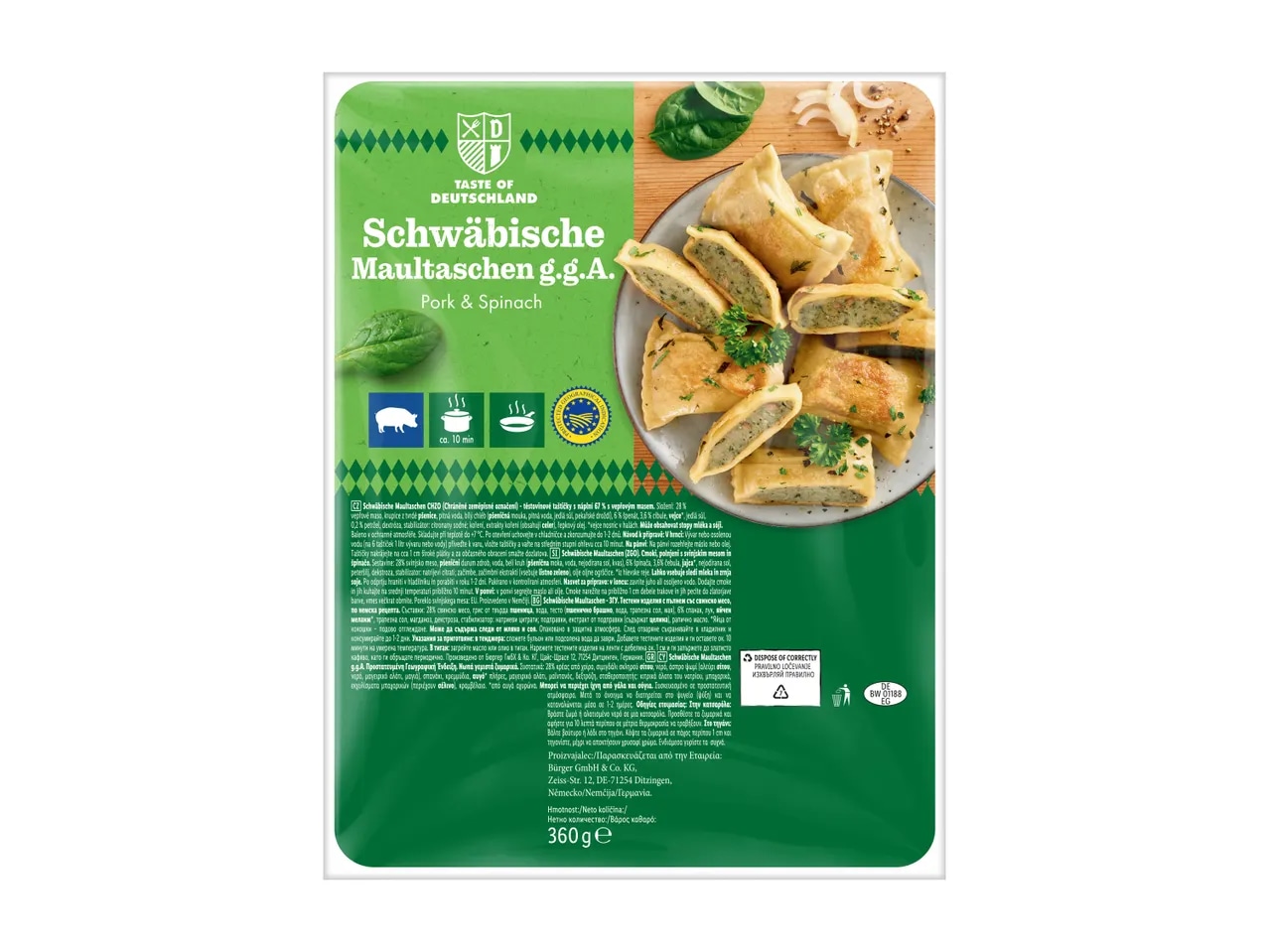 Taste of Deutschland Mesni žepki „Maultaschen“ 360 g