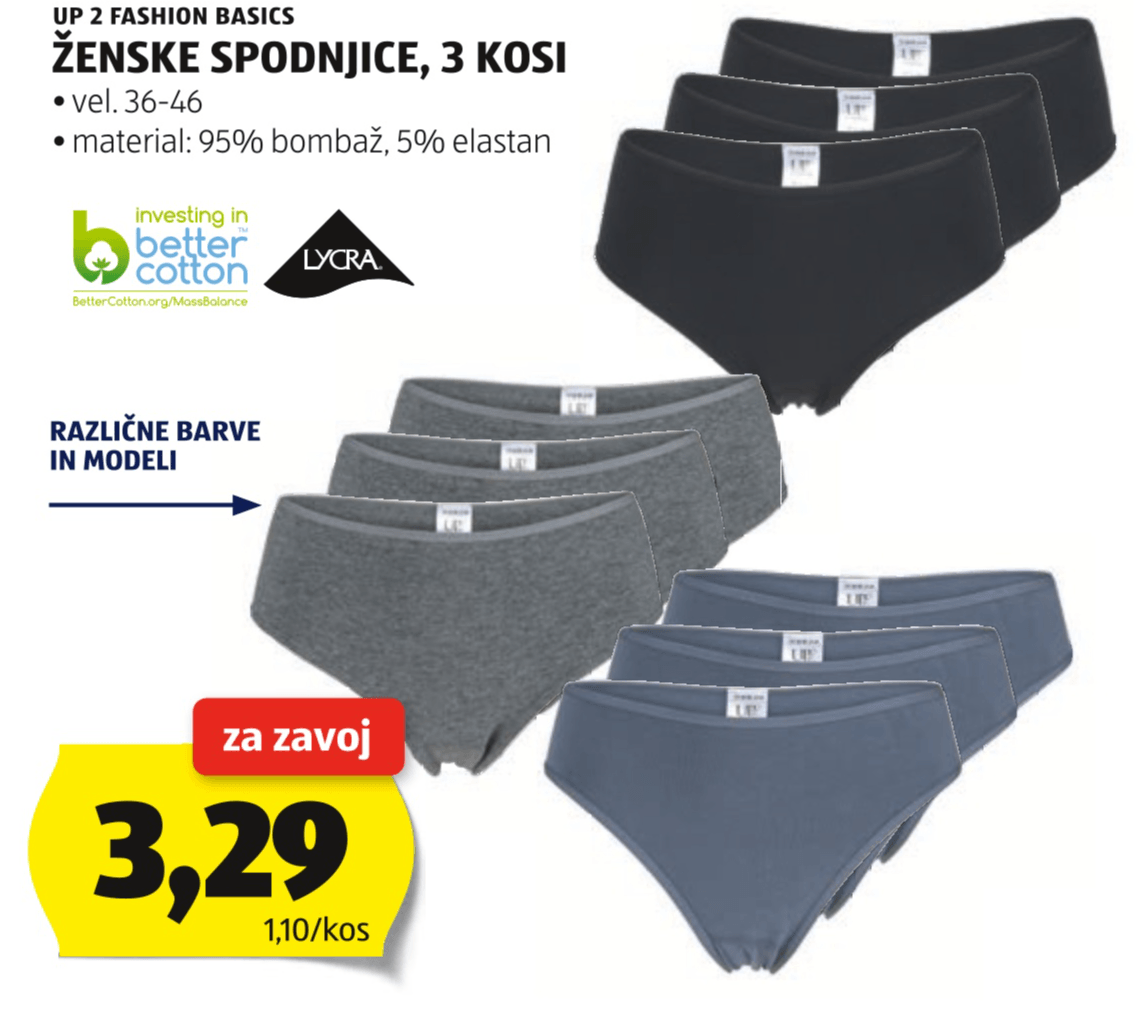 UP 2 FASHION BASICS Ženske spodnjice 3 kosi