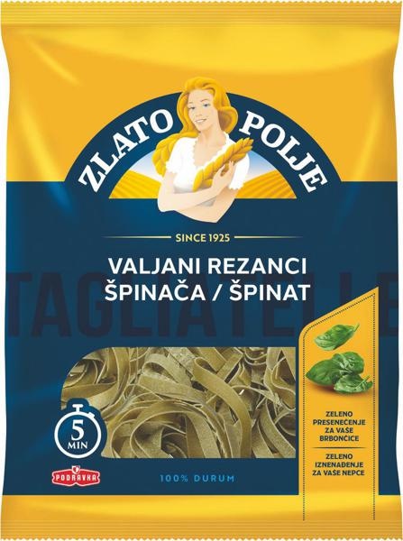 Zlato Polje Valjani špinačni rezanci 400 g