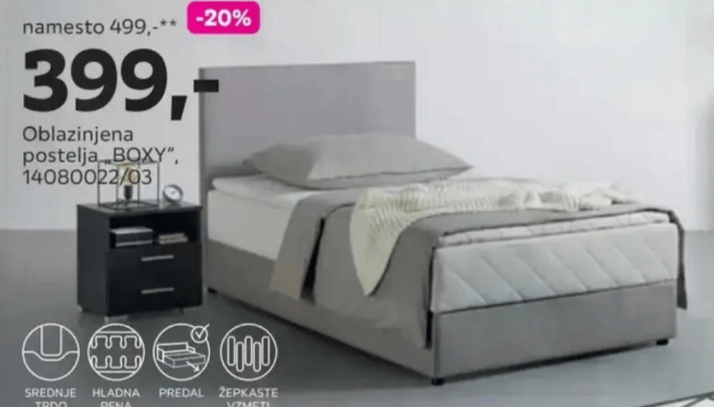 Oblazinjena postelja „BOXY”