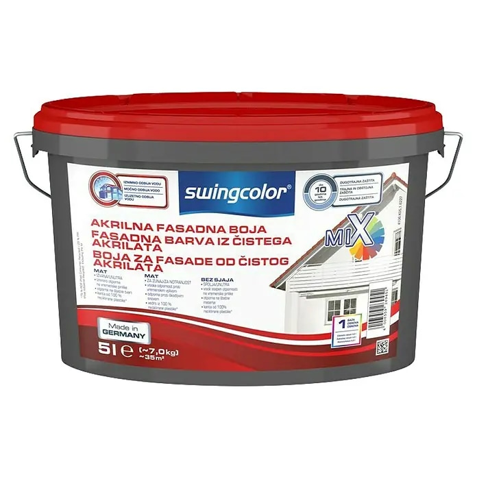 Mix fasadna barva iz čistega akrilata 'Basis 1 ali 4' 5 l