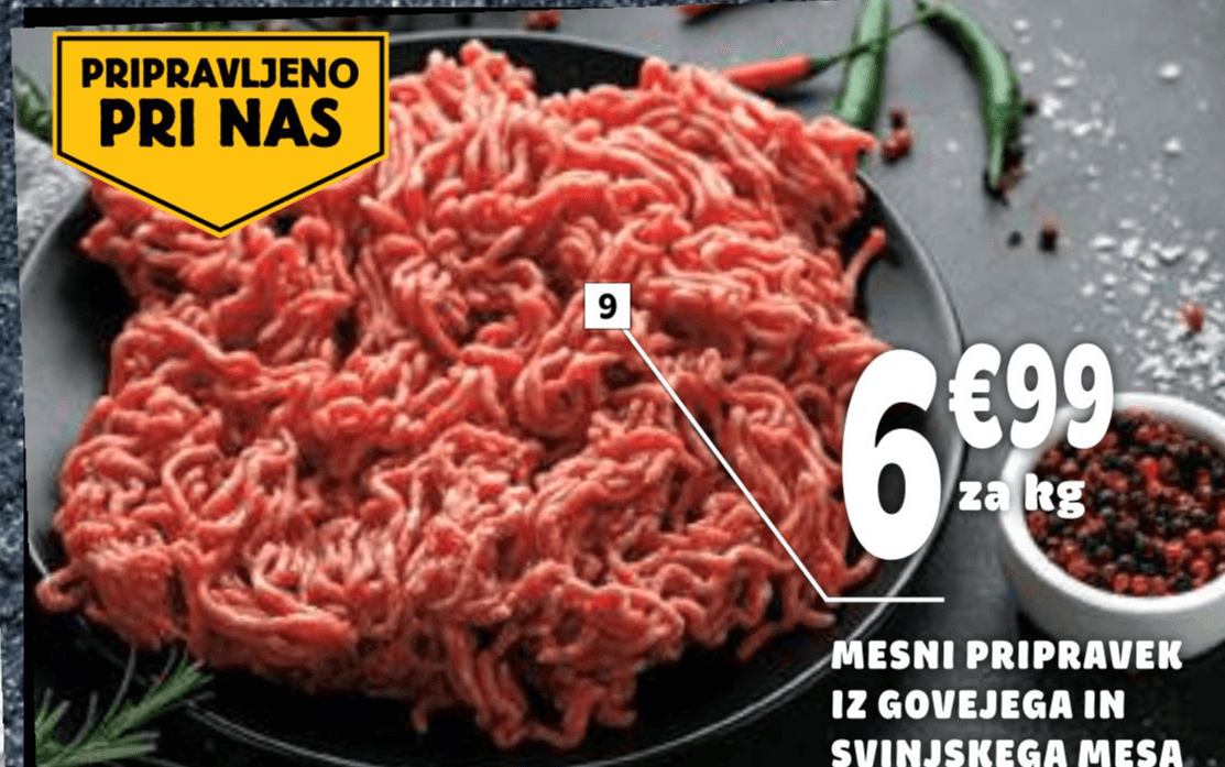 Mesni pripravek iz govejega in svinjskega mesa