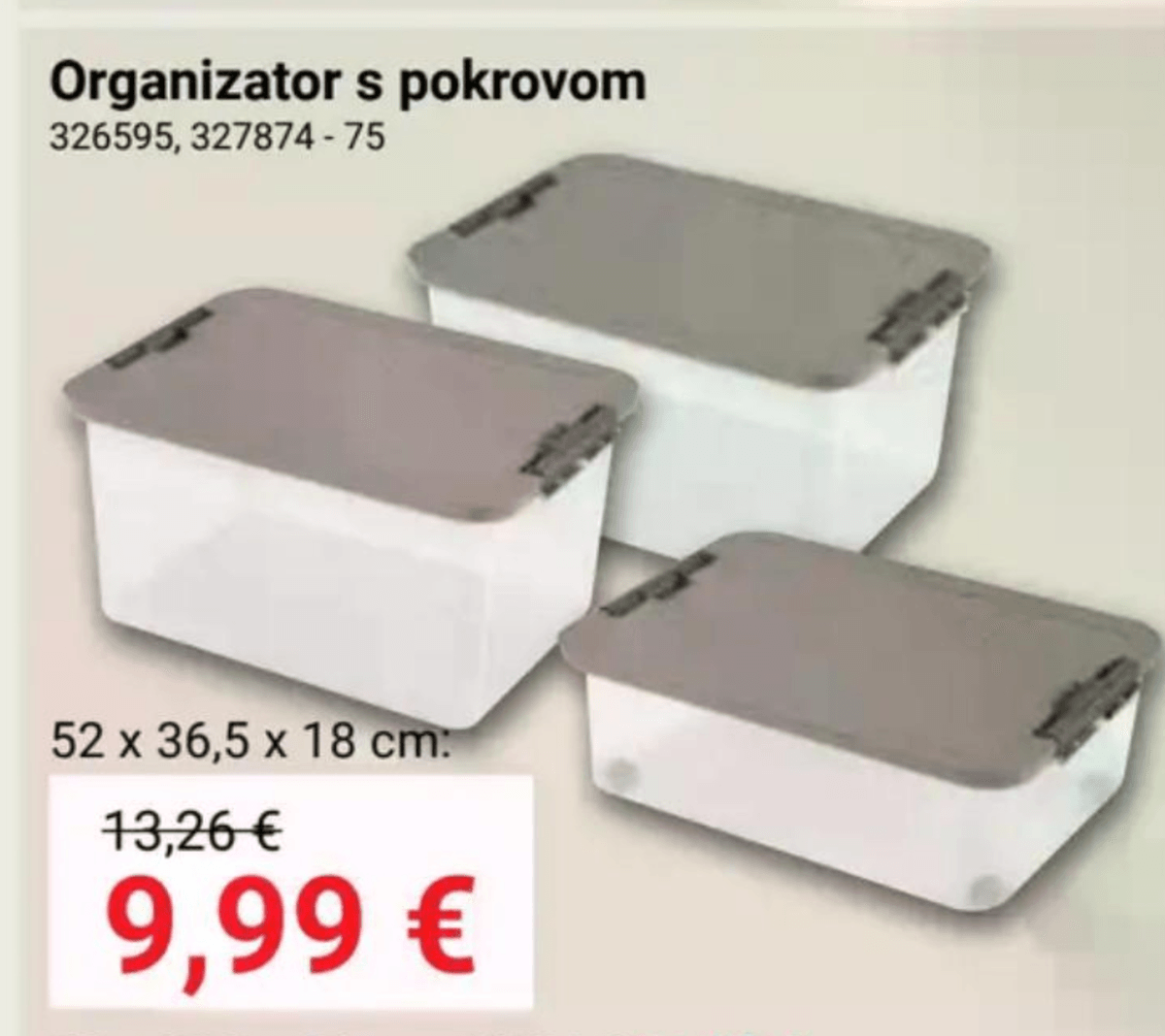 Organizator s pokrovom - Akcija v trgovini Pevex