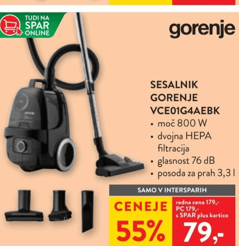 Sesalnik Gorenje VCE01G4AEBK