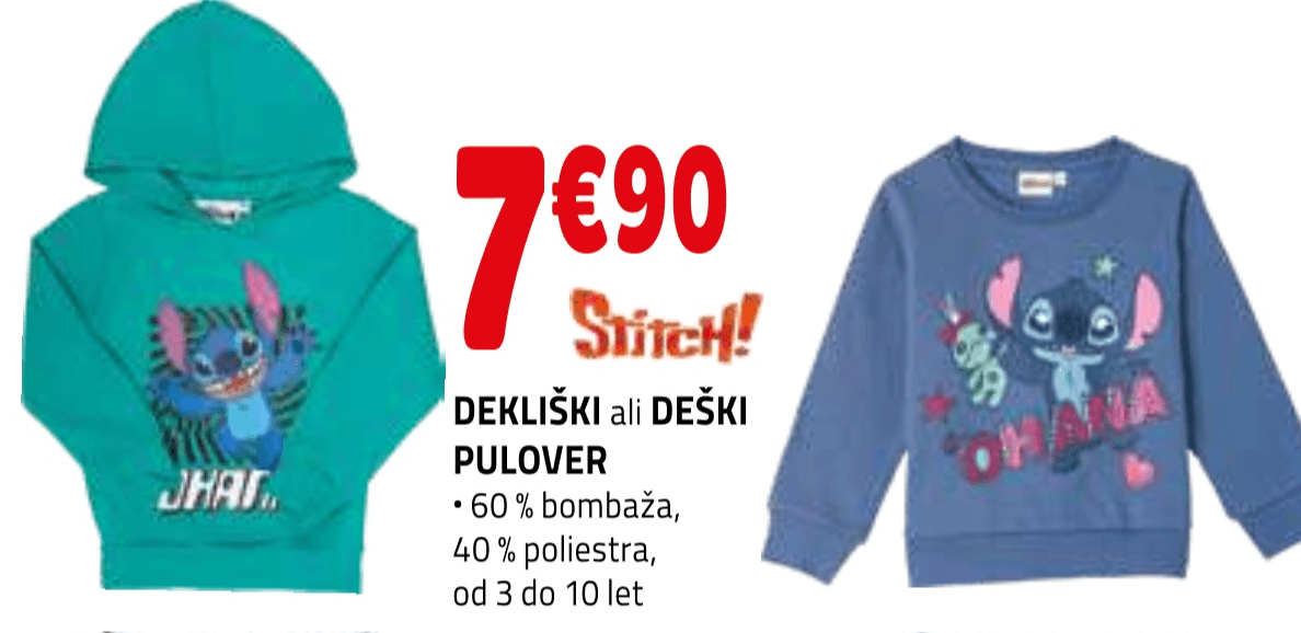 Stitch dekliški ali deški pulover Stitch! - Akcija v trgovini E.Leclerc