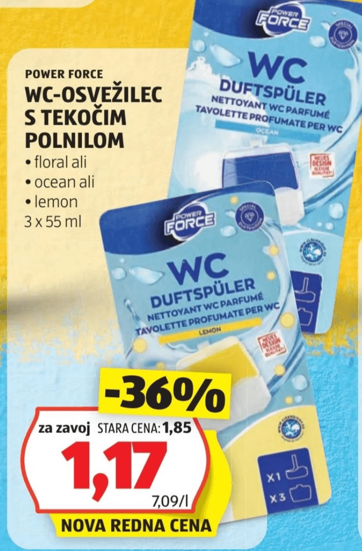 Power Force WC-osvežilec s tekočim polnilom 3 x 55 ml