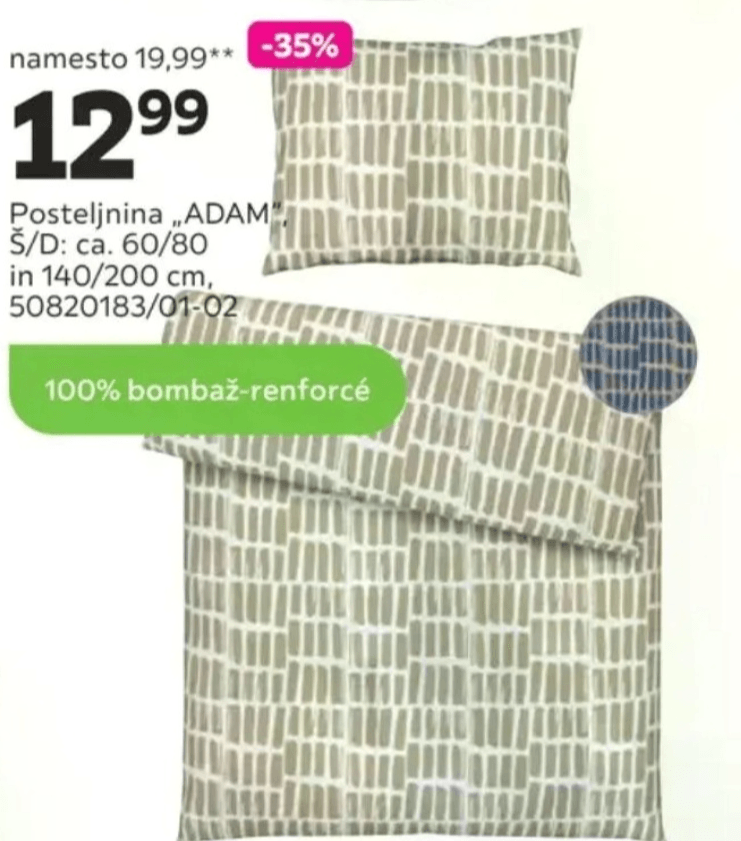 Posteljnina „ADAM" Š/D: ca. 60/80 in 140/200 cm