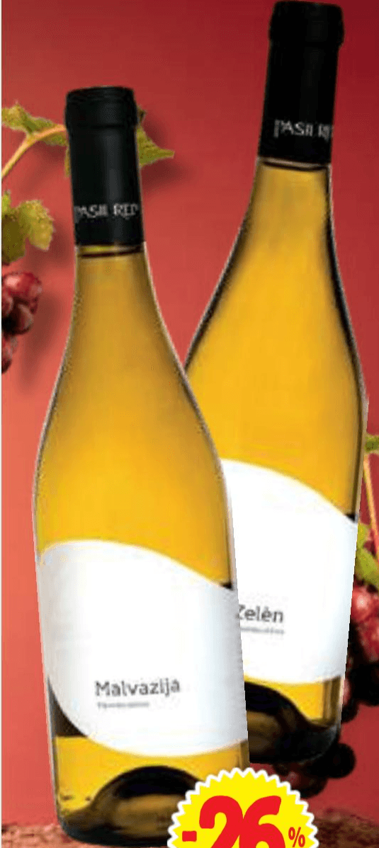 Kakovostno vino ZGP Zelèn ali Malvazija Pasji Rep 0,75 l