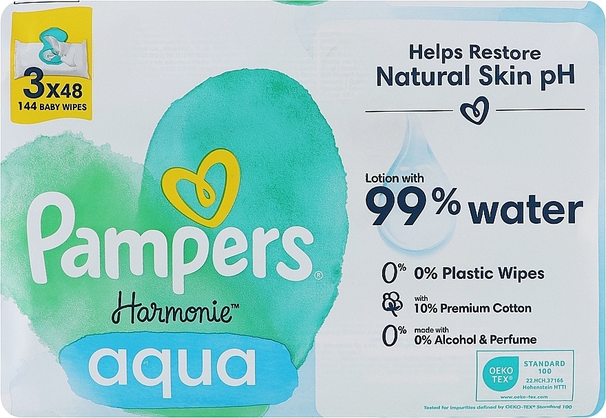 Pampers Harmonie vlažne robčke aqua 3 x 48 kosov