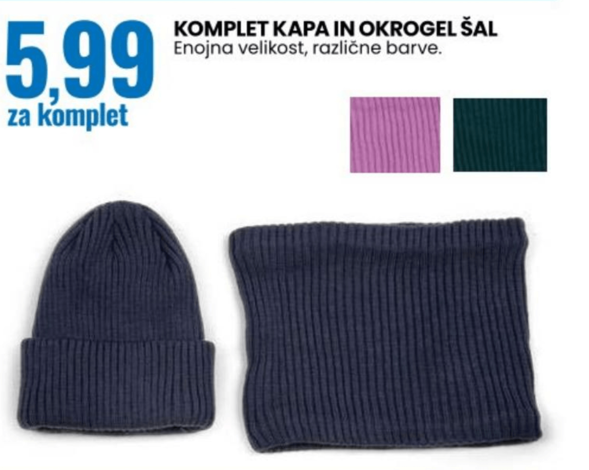 Komplet kapa in okrogel šal