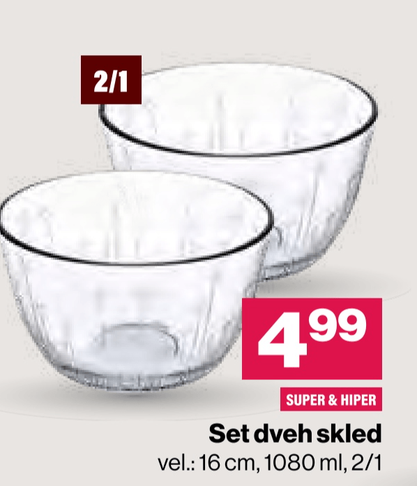 Set dveh skled vel.: 16 cm, 1080 ml, 2/1