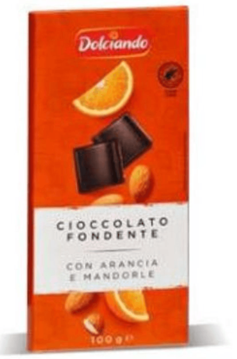 Temna čokolada s pomarančo in mandlji 100 g