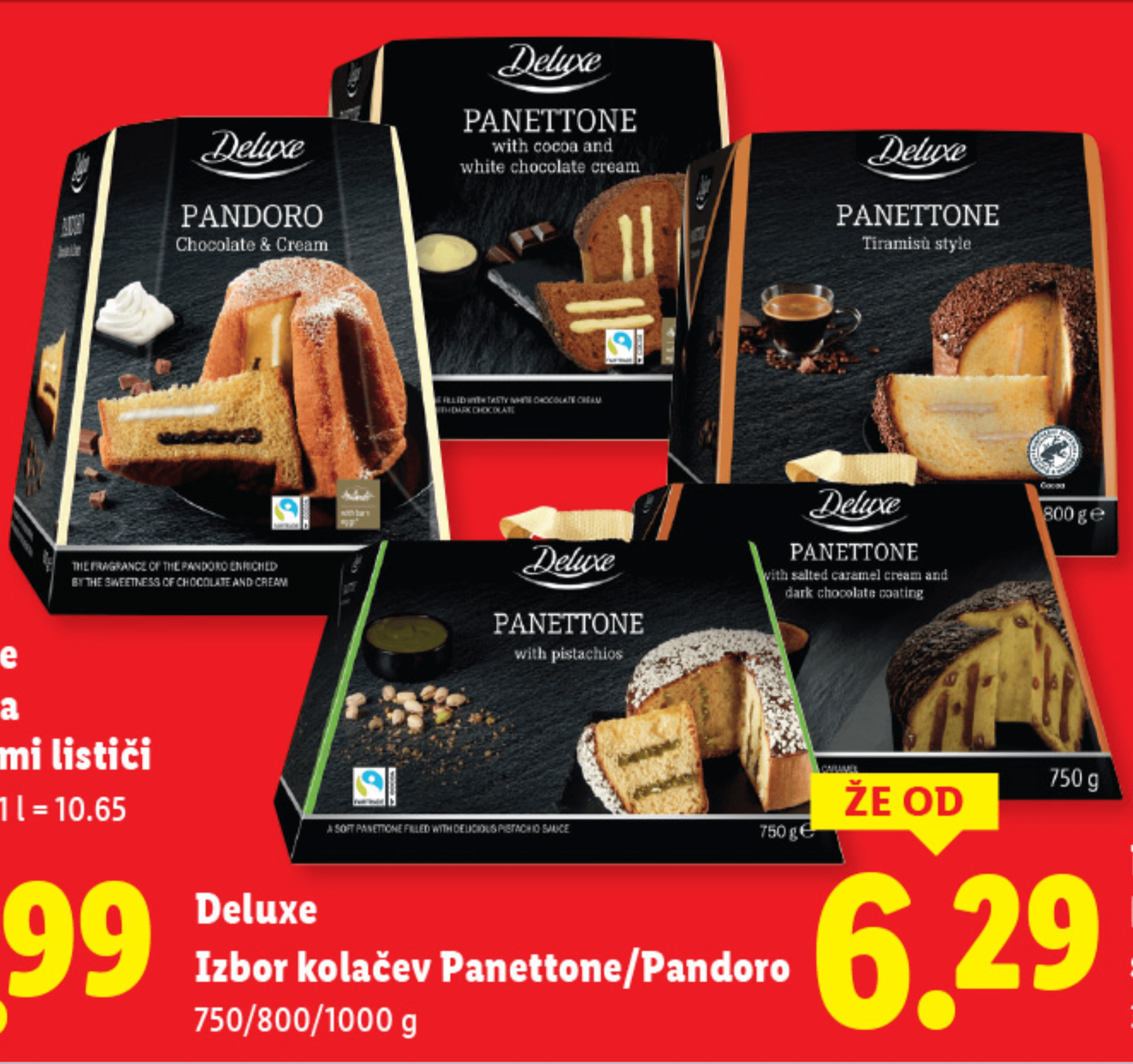 Deluxe Izbor kolačev Panettone/Pandoro 750/800/1000 g