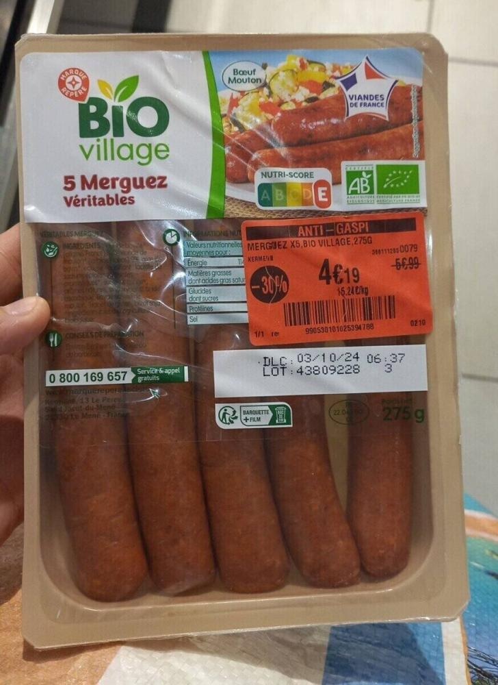 BIO village Klobase Merguez 5/1, 275 g