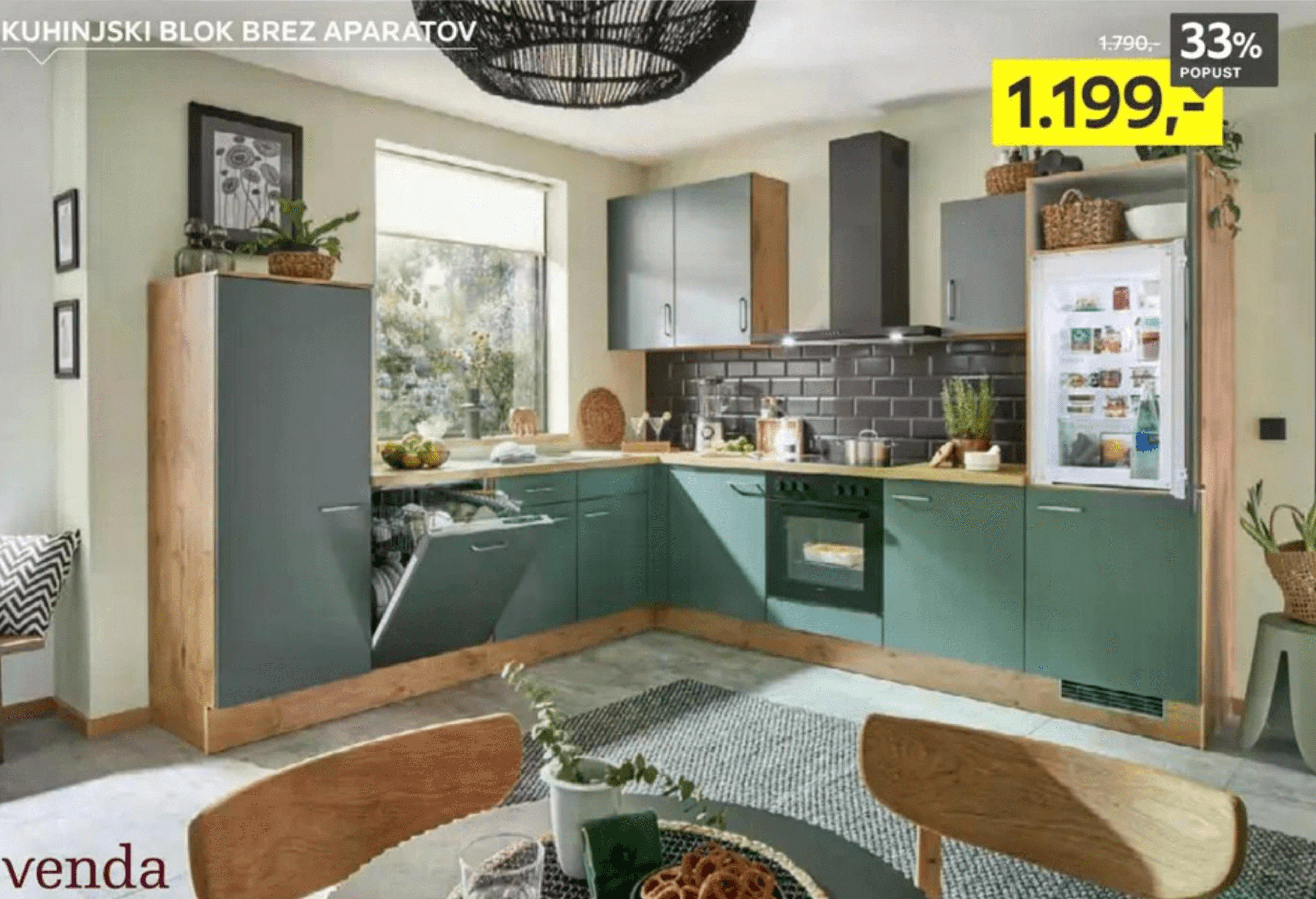 Kuhinjski blok brez aparatov