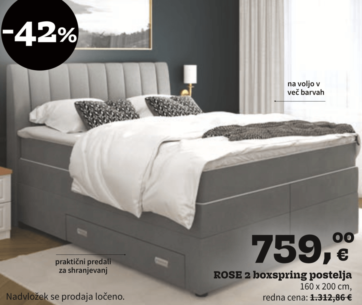 ROSE 2 boxspring postelja 160 x 200 cm