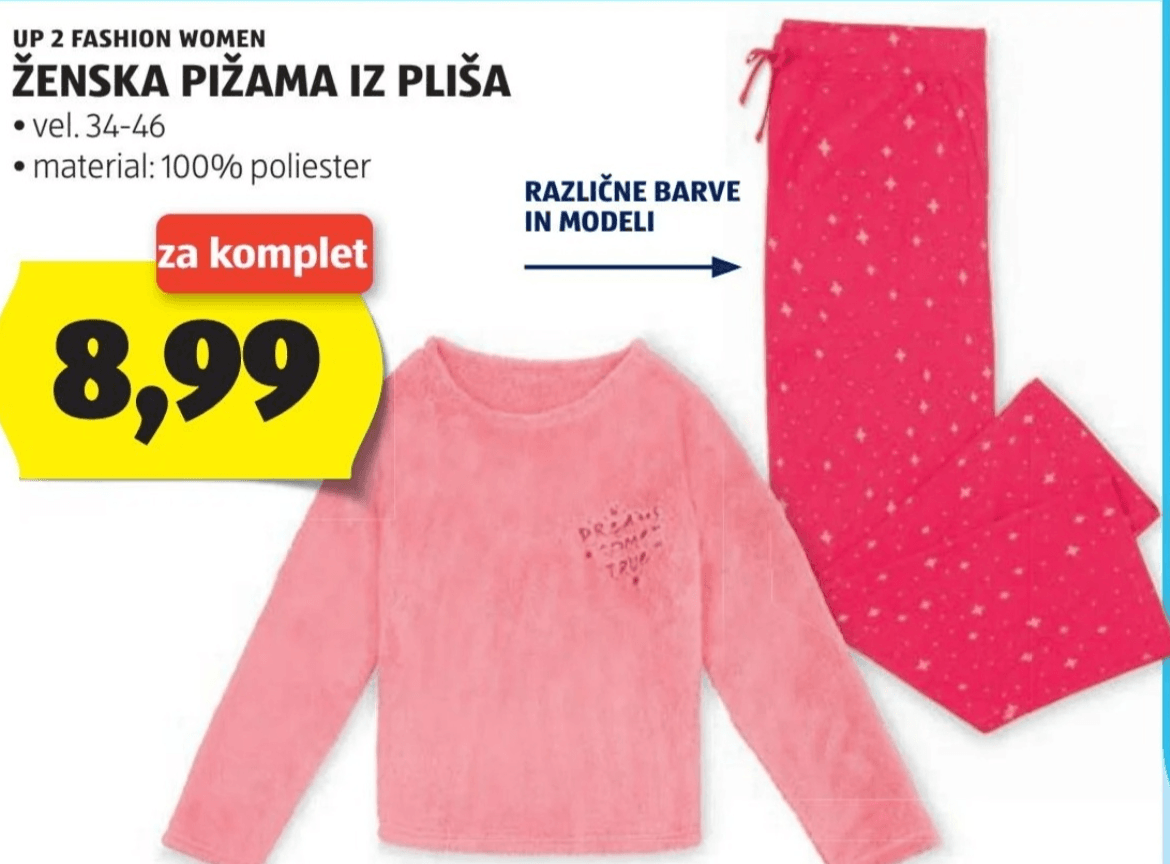 Ženska pižama iz pliša