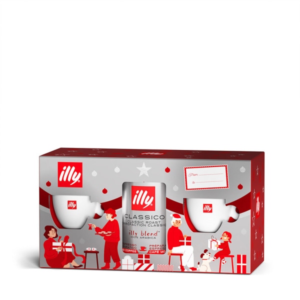 Božično darilno pakiranje Illy 250 g + 2 skodelici