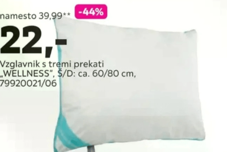 Vzglavnik s tremi prekati „WELLNESS" Š/D: ca. 60/80 cm