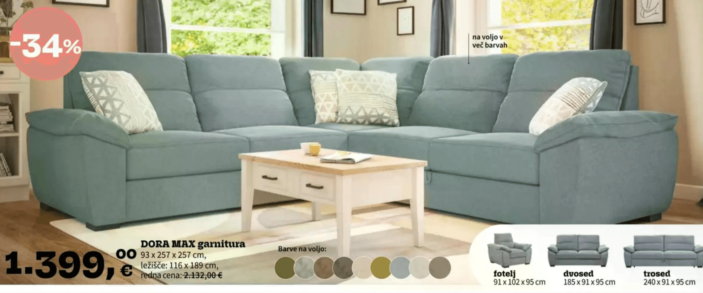 DORA MAX garnitura - Akcija v trgovini Prima