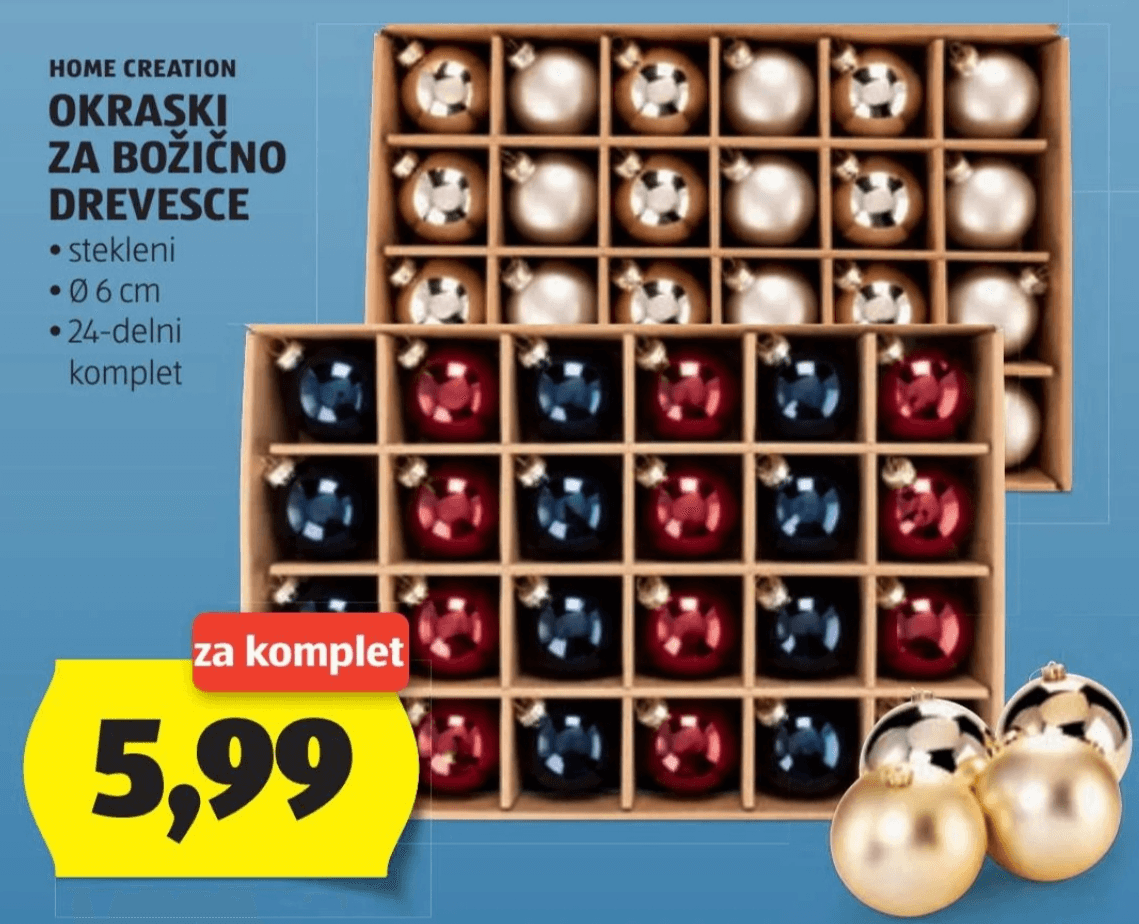 Okraski za božično drevesce 24-delni komplet