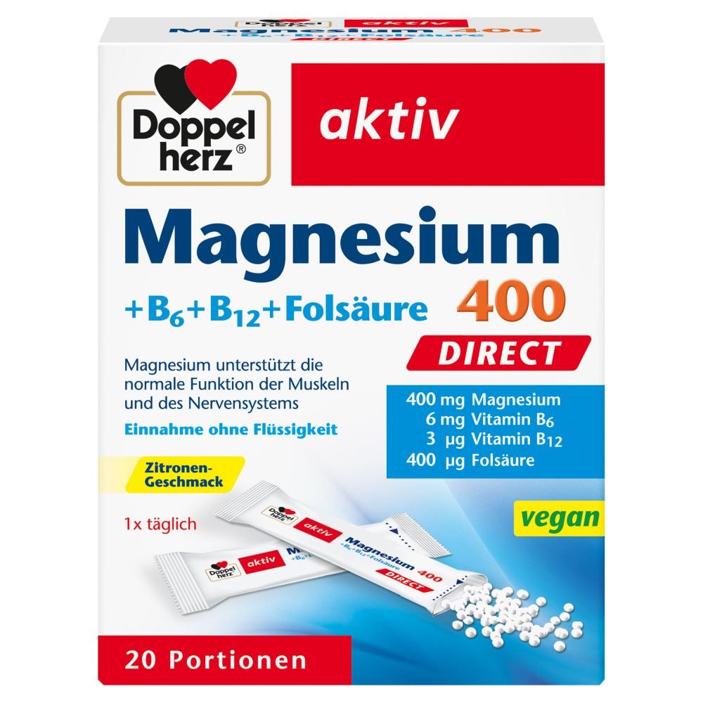 Doppelherz Aktiv Magnesium + B6 + B12 + Folsäure 20 Portionen