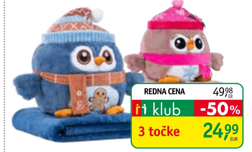 Okrasna blazina Sovica z odejo Velikost: 30x27 cm sova/ dekica 130x180 cm