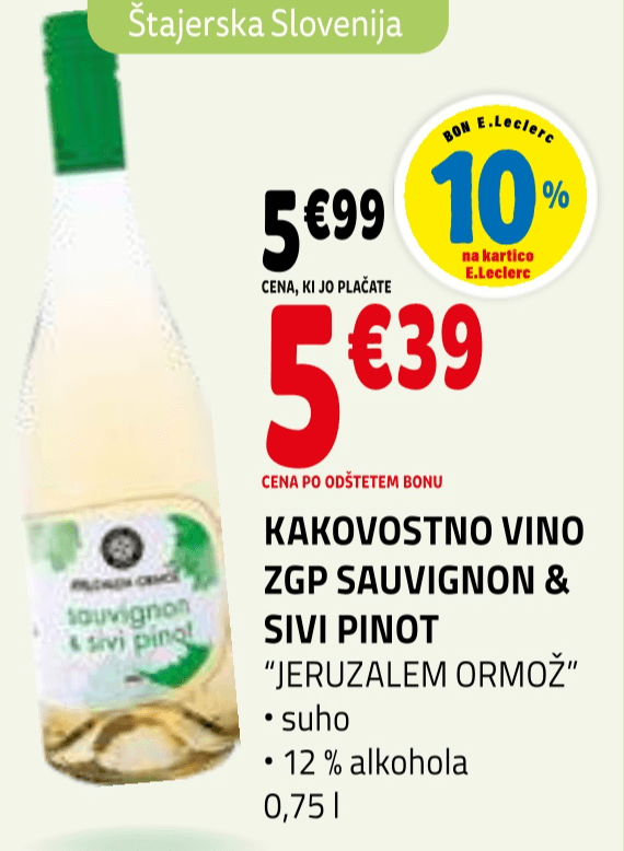 Kakovostno vino ZGP Sauvignon & Sivi Pinot 0,75 l