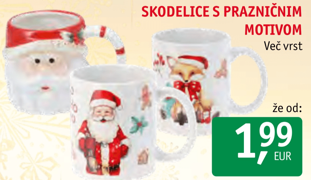 Skodelice s prazničnim motivom