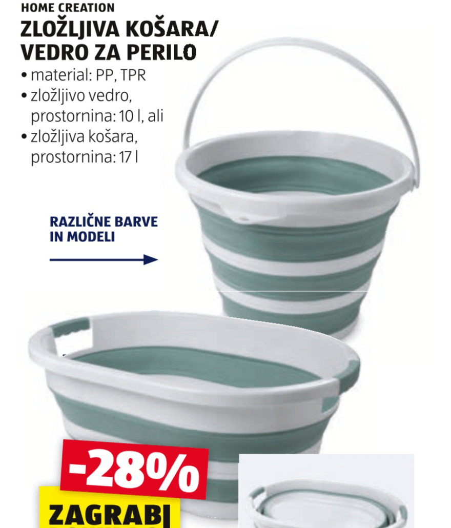 Zložljiva košara/vedro za perilo - Akcija v trgovini Hofer