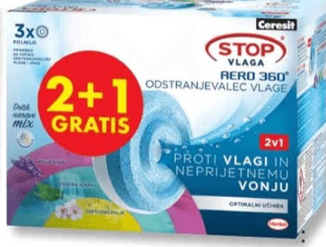 Ceresit Stop Vlagi Aero 360° Tablete za odstranjevalec vlage 2 + 1 tableta po 450 g