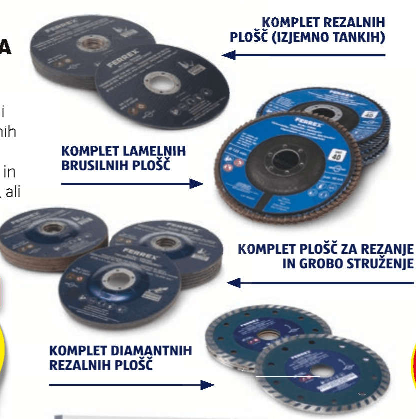 Ferrex Komplet plošč za kotni brusilnik