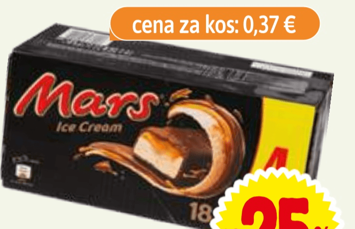 Sladoledna ploščica Mars 18x 49,5 ml