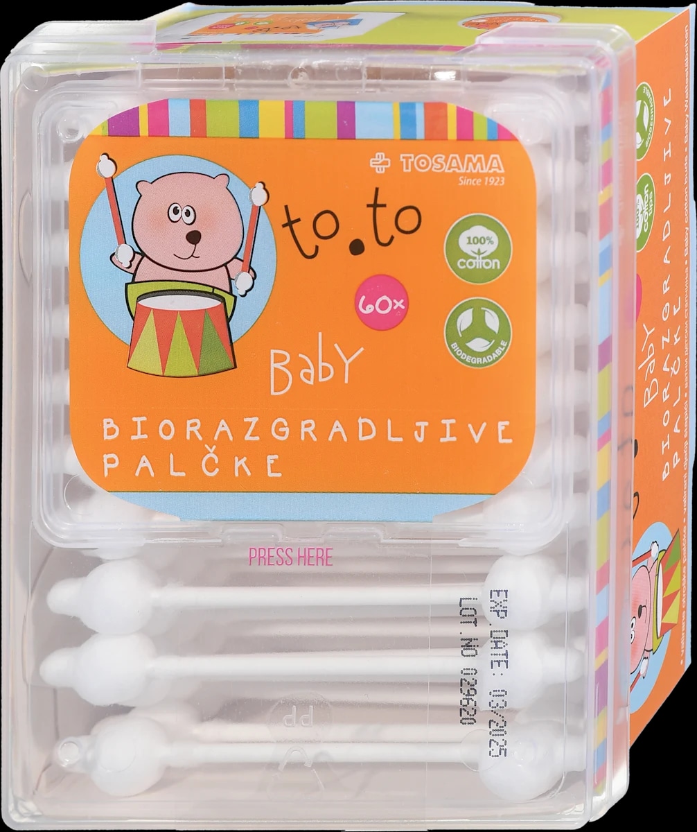 to.to Baby biorazgradljive palčke za ušesa 60 kosov