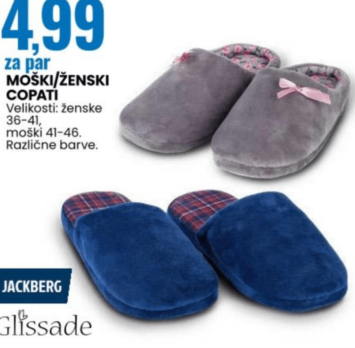 Jackberg moški/ženski copati za par - Akcija v trgovini Eurospin