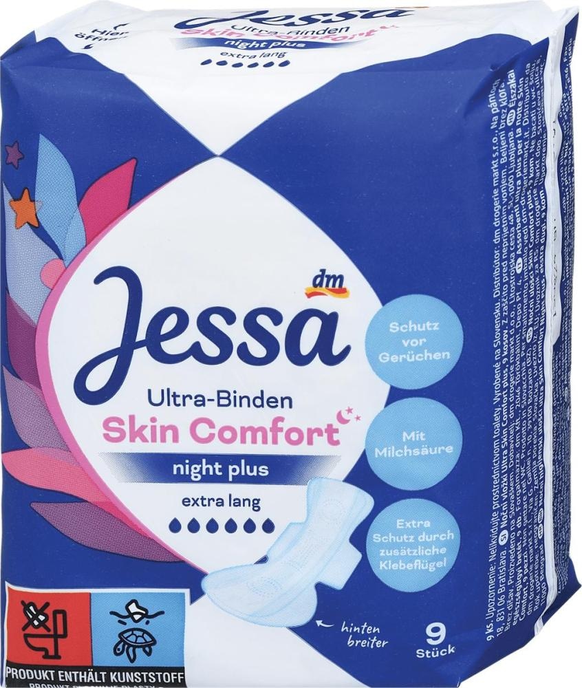 Jessa Skin Comfort Ultra nočni higienski vložki 9 kosov