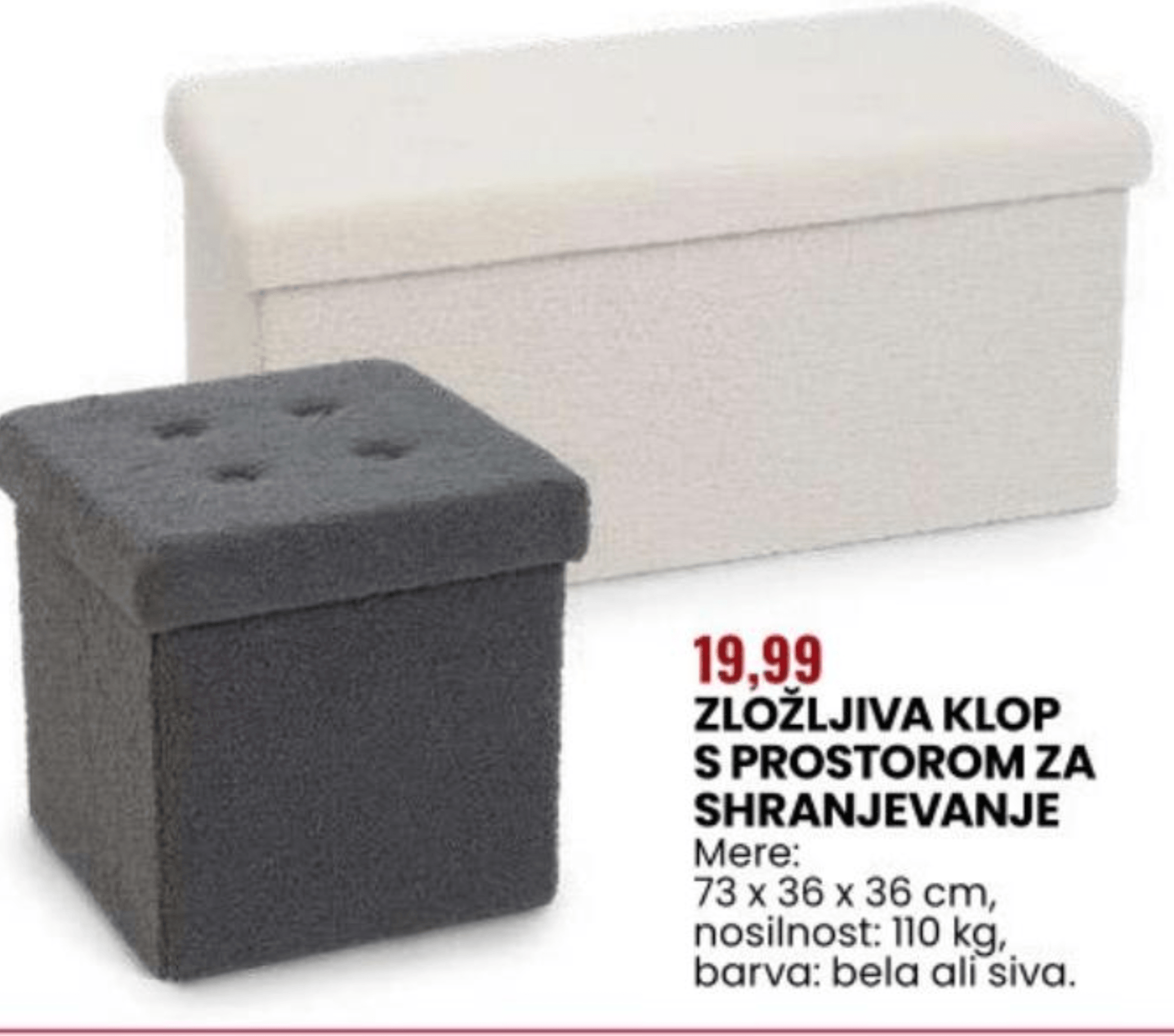 Zložljiva klop s prostorom za shranjevanje