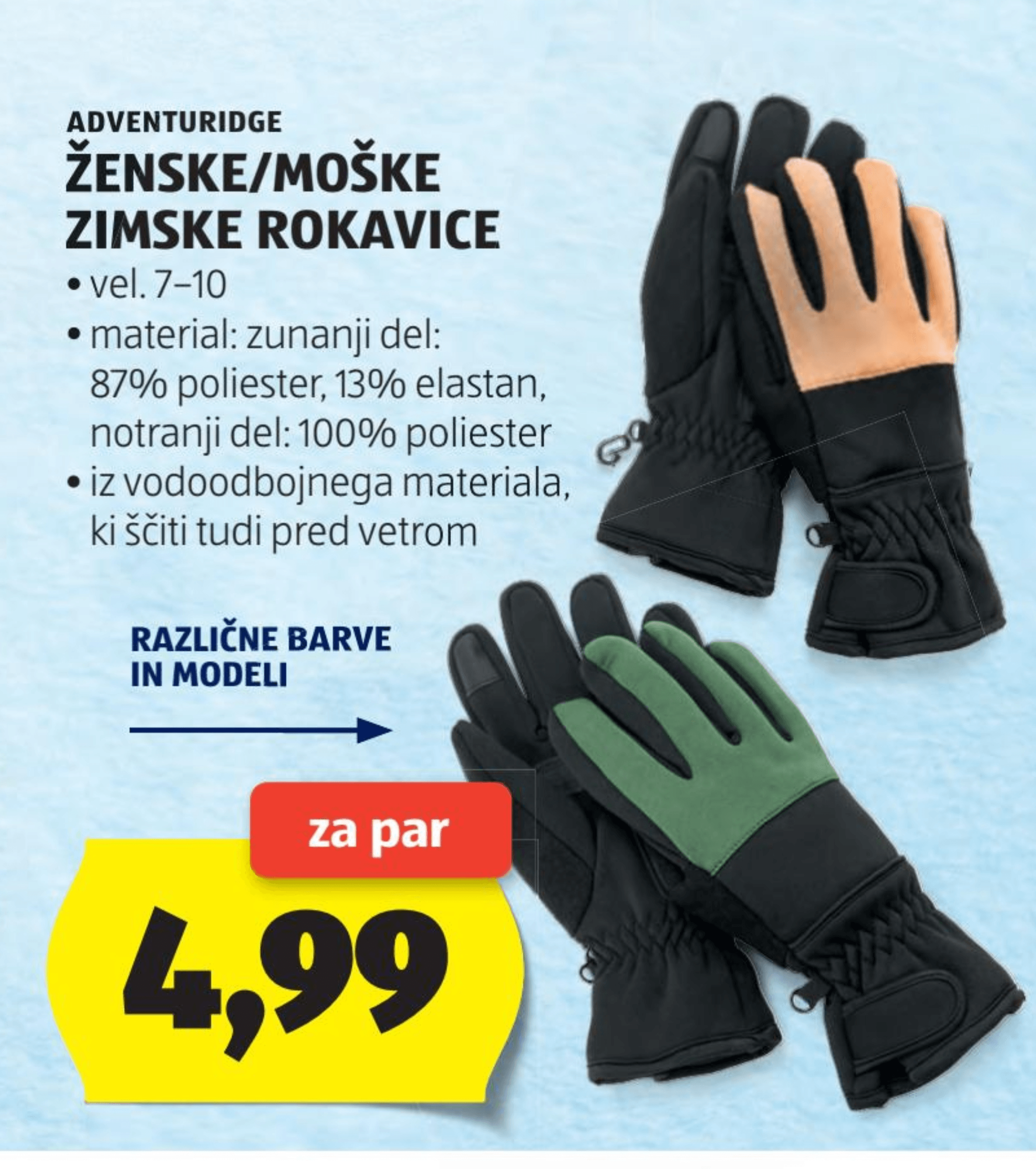 ADVENTURIDGE Ženske/Moške zimske rokavice