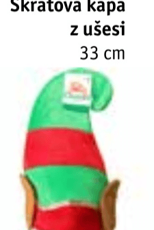 Škratova kapa z ušesi 33 cm