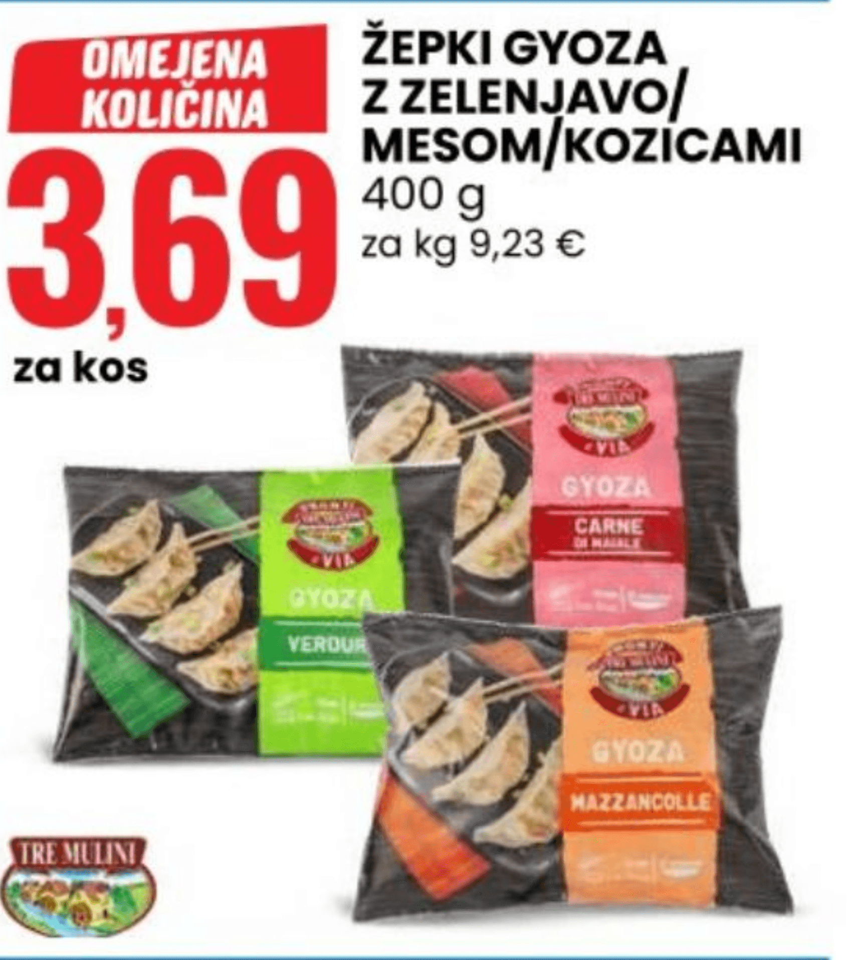 Žepki Gyoza 400 g TRE MULINI