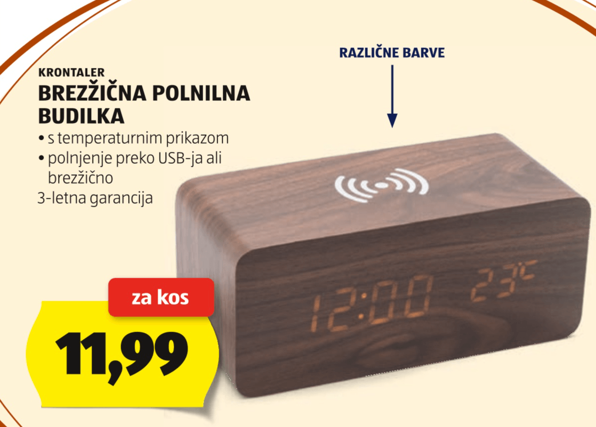 Brezžična polnilna budilka