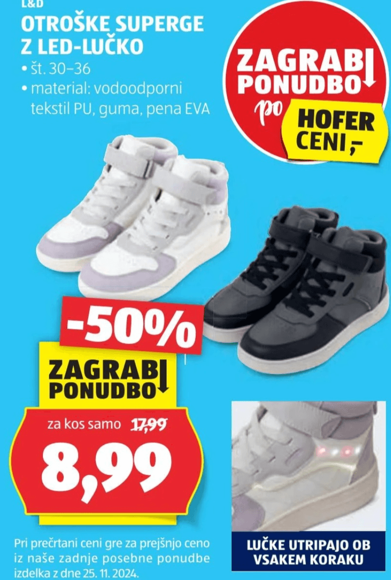 L&D Otroške superge z LED-lučko