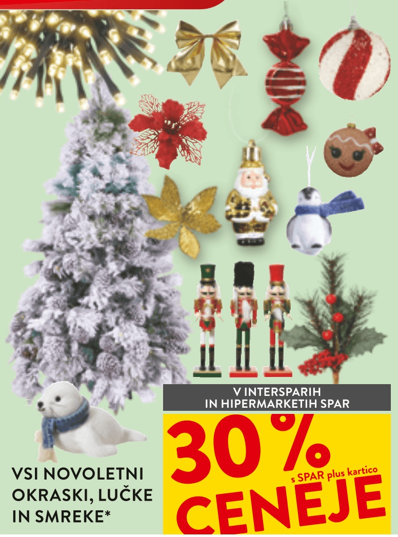 Vsi novoletni okraski, lučke in smreke