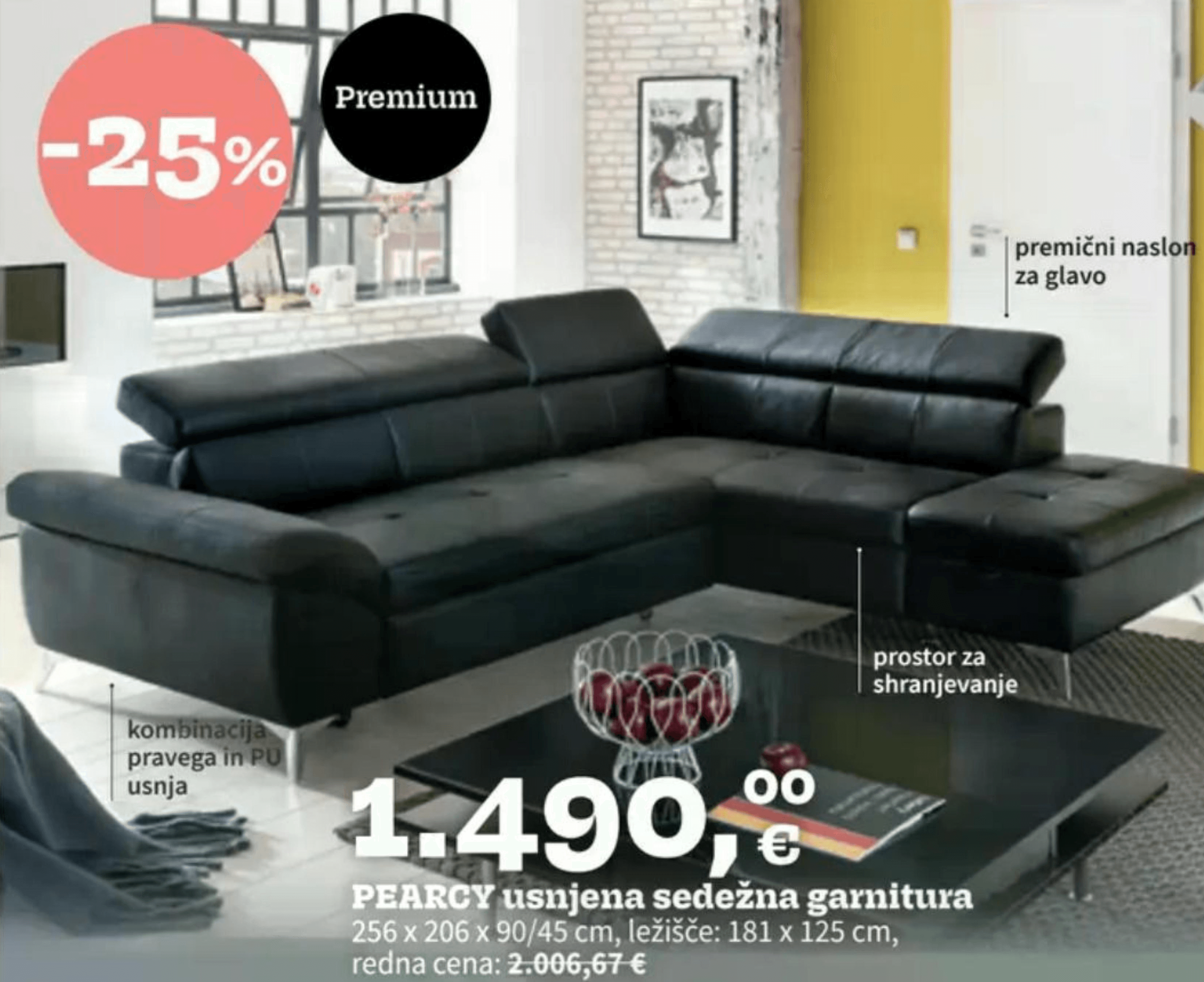 PEARCY usnjena sedežna garnitura