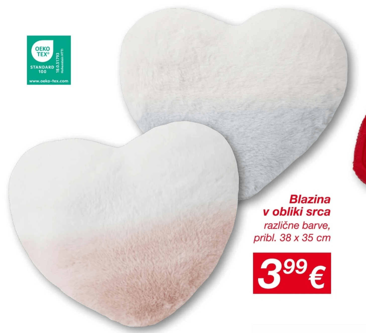 Blazina v obliki srca pribl. 38 x 35 cm - Akcija v trgovini Kik