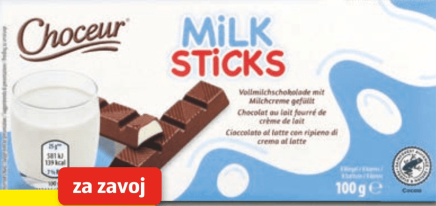CHOCEUR MLEČNE PALČKE 100 g - Akcija v trgovini Hofer