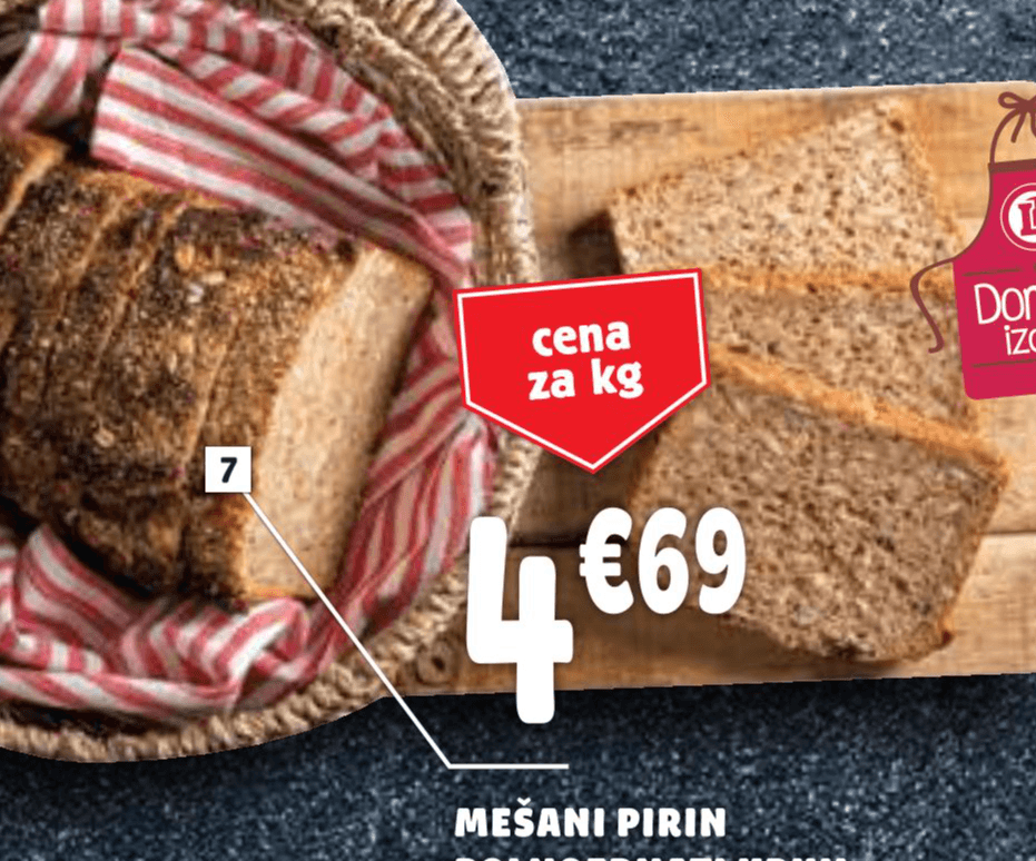 Mešani pirin polnozrnati kruh